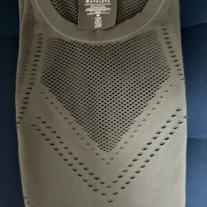 Athleta Oxygen Olive Mesh Activewear Top